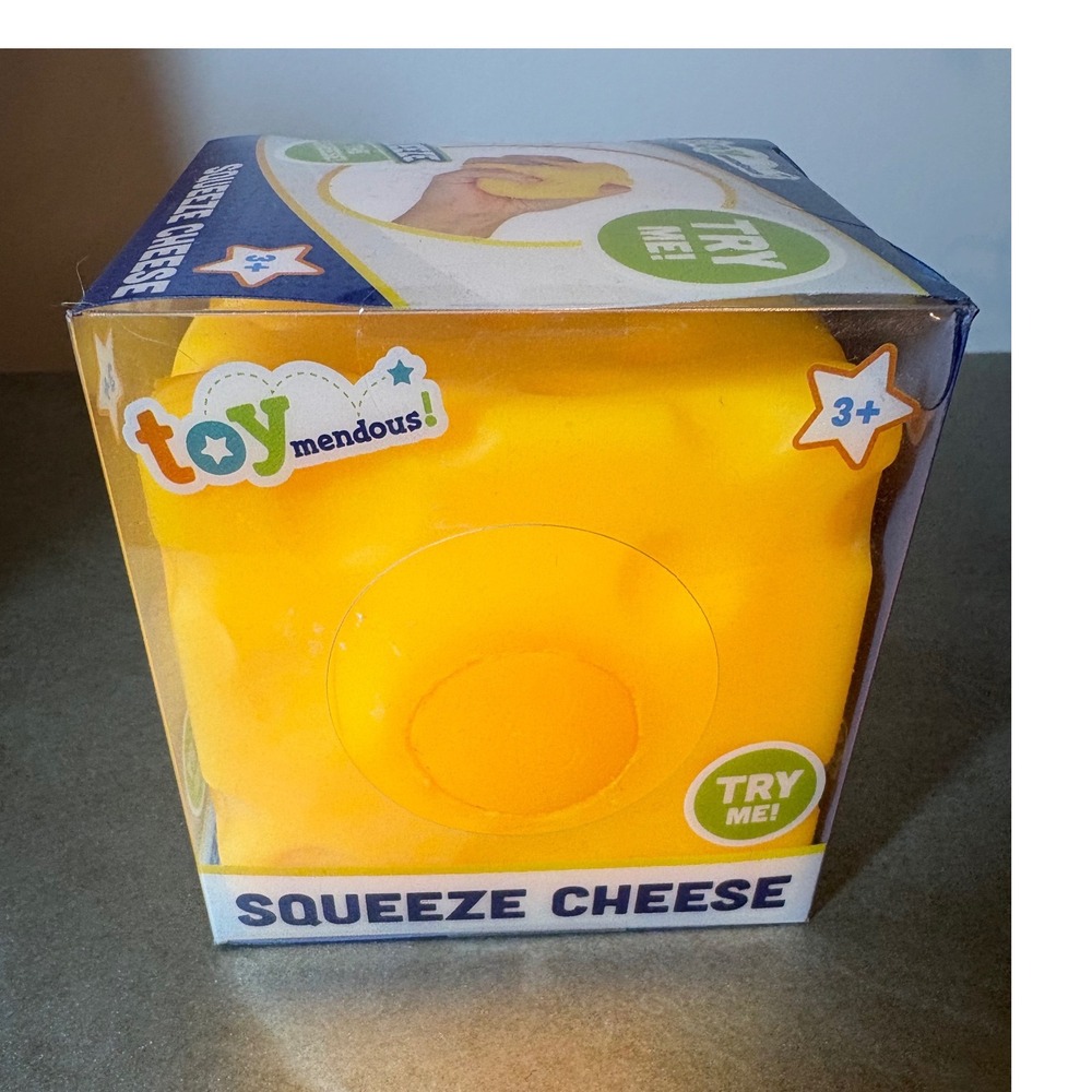Toymendous Squeeze Cheese Squishy Sensory Fidget Toy Yellow Swiss Cheese Block